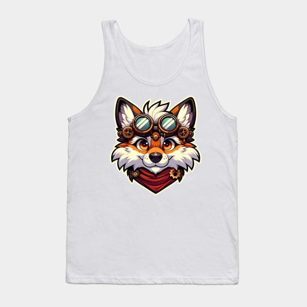 Steampunk Anthro Furry Fox Art Tank Top by Blue Bull Bazaar